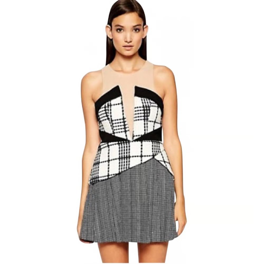 Three Floor Wixon Plaid Tweed Illusion Mini Dress NWT size 4